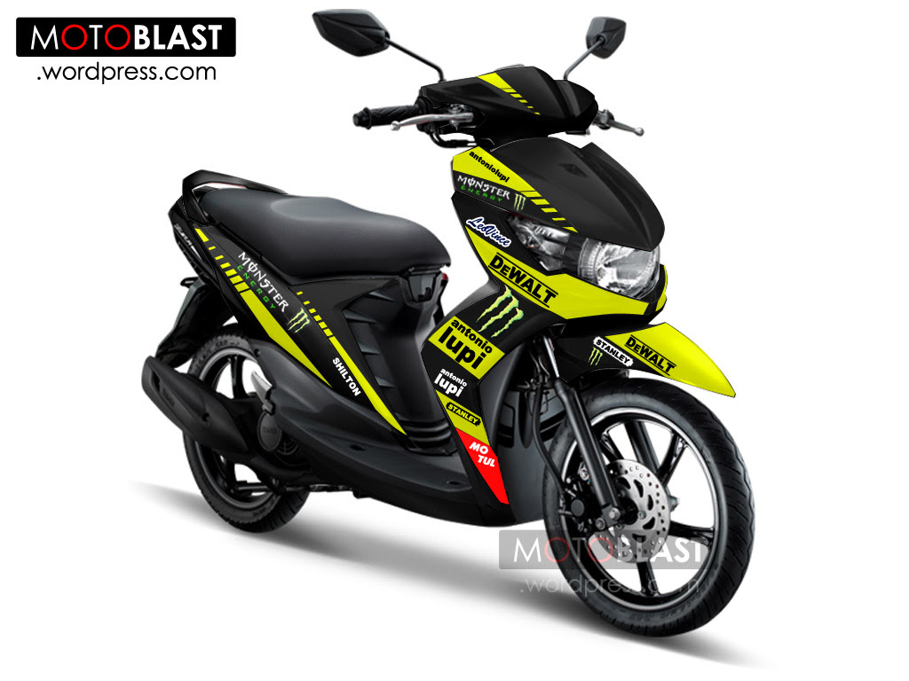 Modif Striping Mio Soul GT Hitam Ala TECH3 MotoGP MOTOBLAST