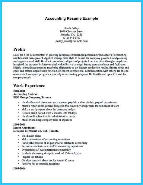 sample  writing  accounting resume