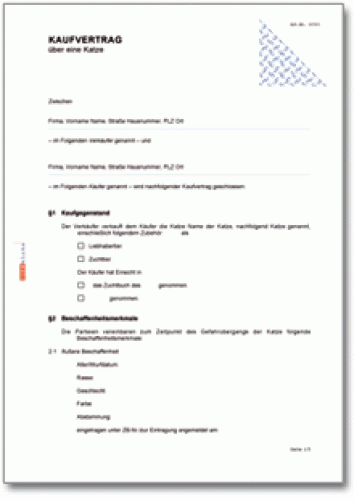 Kaufvertrag über eine Katze ⋆
