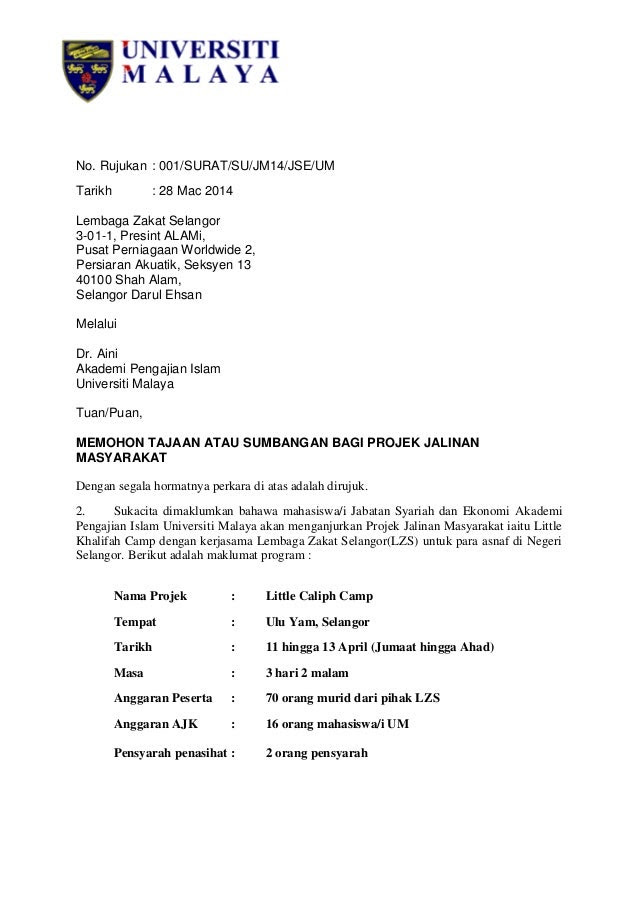 Sponsor Contoh Surat Mohon Sumbangan Syarikat
