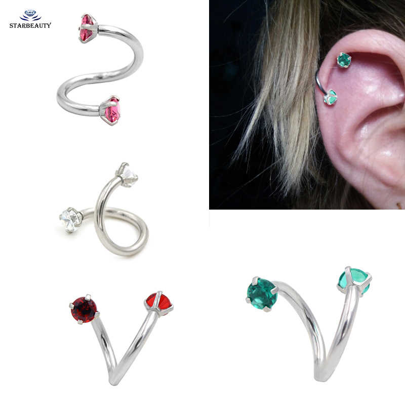1 Pc S Shape Twisted Helix Cartilage Earring Piercing Double