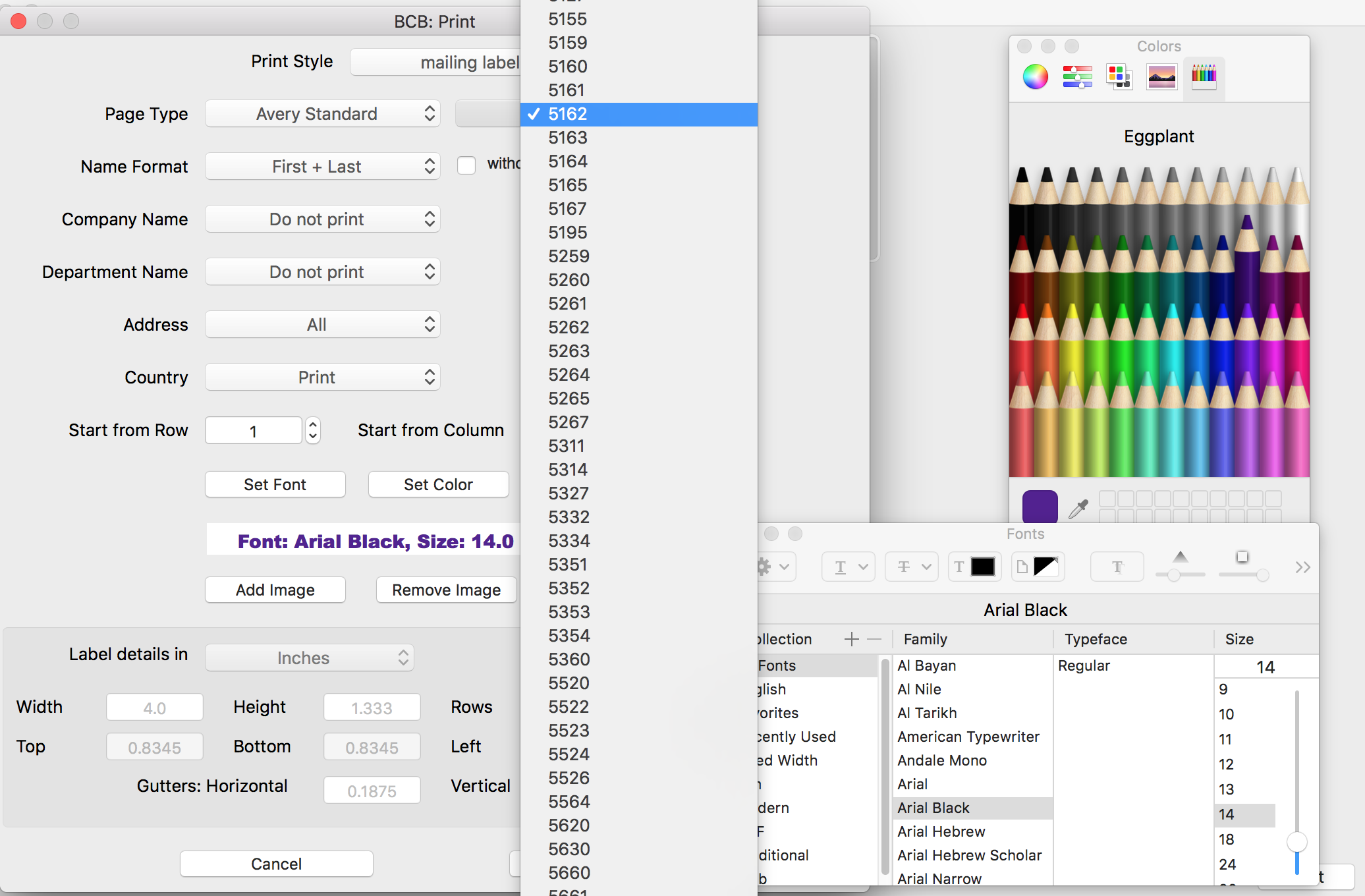 Print mailing labels app for Mac - Business Contact Book