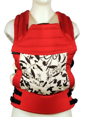 BabyHawk Oh Snap! Organic Baby Carrier, Black Flower Silhouette on Cherry