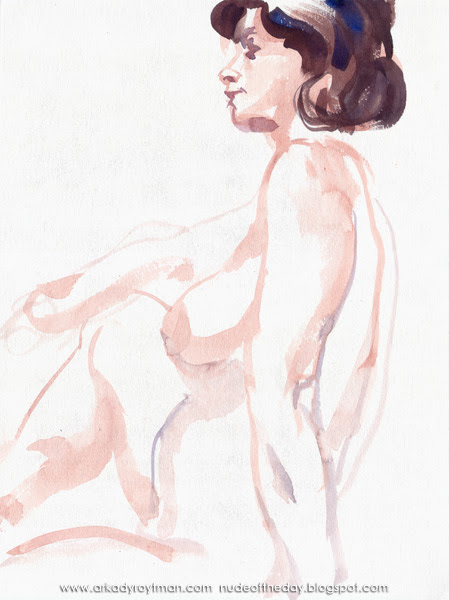 Female Nude, Seated In Profile, Her Right Arm Resting On Her Raised Knee