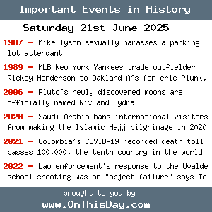 Important Events & Today in History by HistoryOrb.com