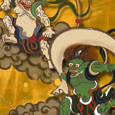風神雷神 金屏風 和風 幻想壁紙