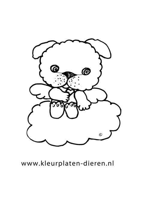 klein hondje op de wolk kleurplaat hond kleurplaten dierenkleurplaten