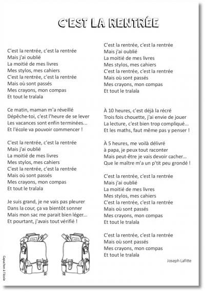 Chants Pour La Rentree Capuchon A L Ecole