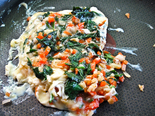 IMG_0734 Omelette with Artemisia Argyi，chopped carrot , ginger , onion , garlic