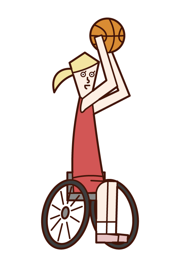 シュートを打つ車椅子バスケットボールの選手 女性 のイラスト フリーイラスト素材 Kukukeke ククケケ