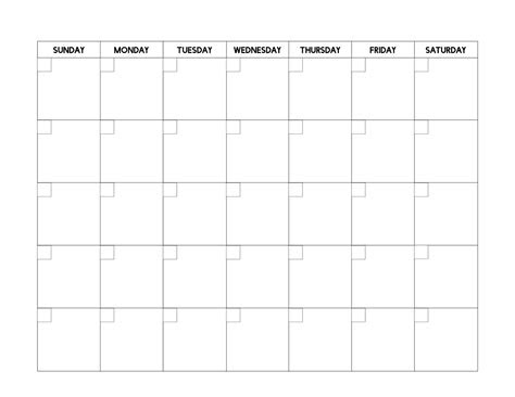  free blank printable calendar template