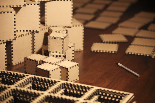 cardboard into cubes