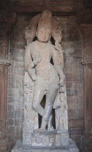 Vishnu statue inside the Chaturbhuja Temple.
