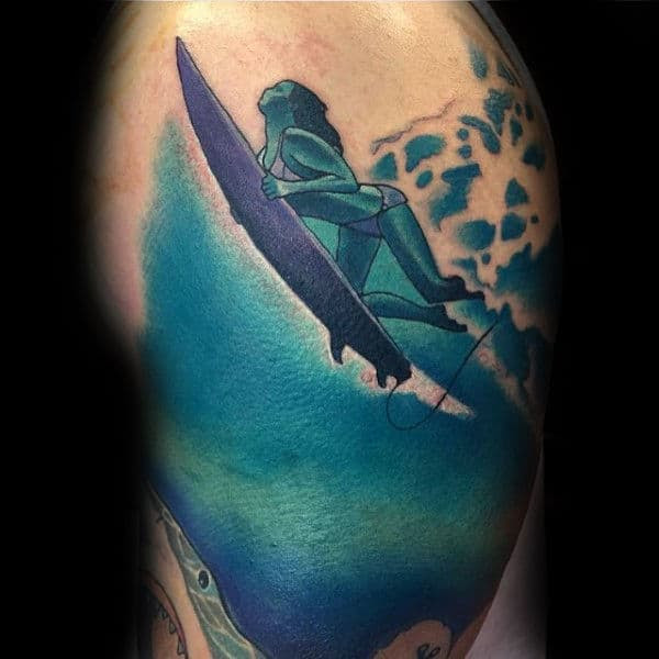 90 Surf Tattoos For Men - Oceanic Design Ideas