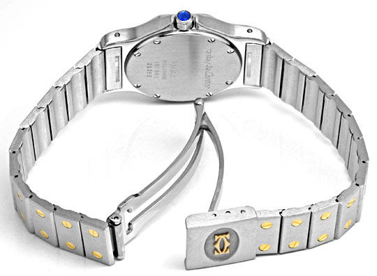 Originalfoto CARTIER SANTOS RONDE ACHTECKIG STAHL-GOLD QUARTZ 3.870€