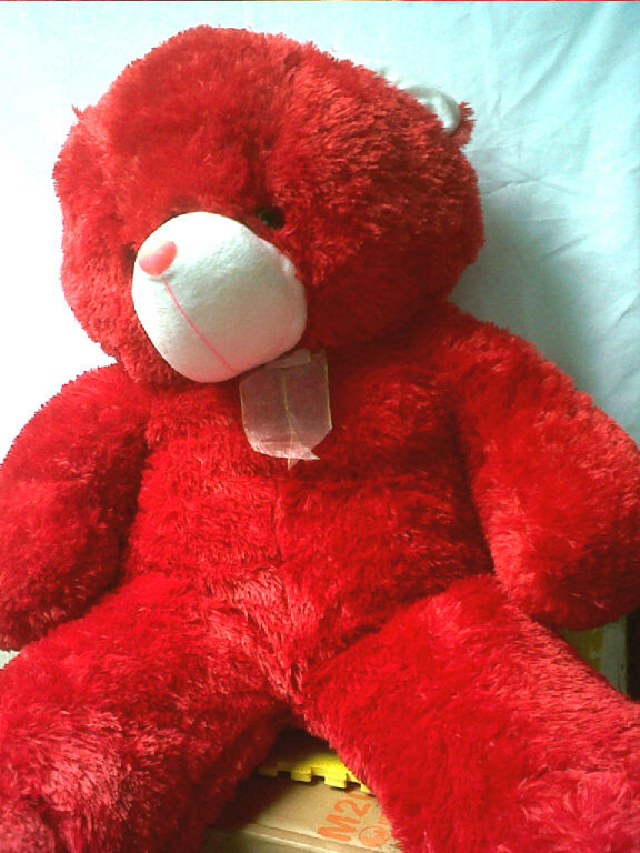  boneka  bear besar warna merah yang  lucu boneka  lucu 