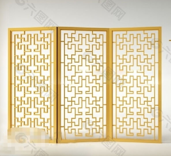 金黄色温馨柔美中式屏风通花素材装饰装修素材免费下载 图片编号 六图网