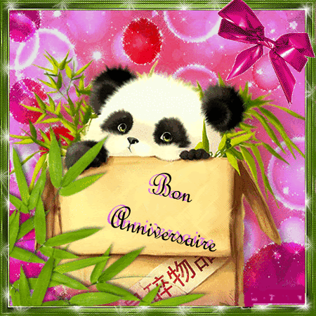 Bon Anniversaire Avec Petit Panda Dans Un Carton
