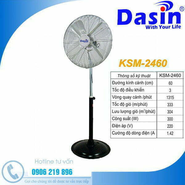 Quạt đứng công nghiệp dasin KSM-2460 chất lượng nhất