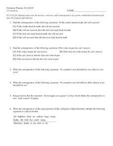 Inverse, Converse and Contra-positive Worksheet for 10th ...