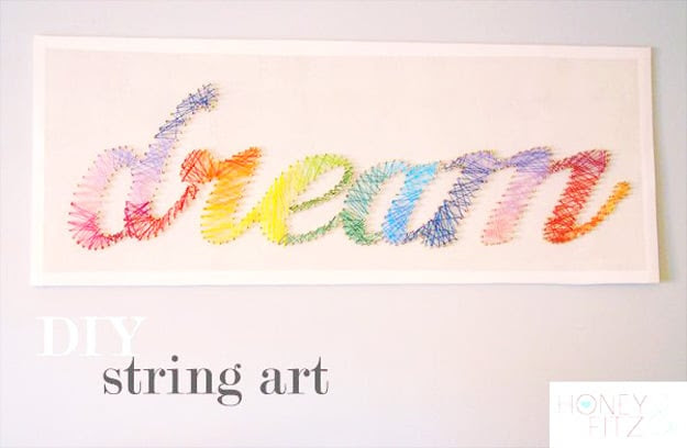 37 Insanely Cute Teen Bedroom Ideas for DIY Decor | DIY String Art Crafts - Dream