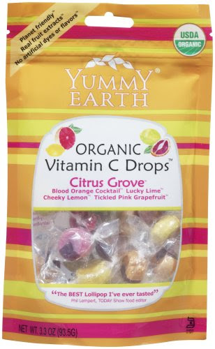 YummyEarth Organic Vitamin C Drops, Citrus Grove, 3.3-Ounce Pouches (Pack of 6)