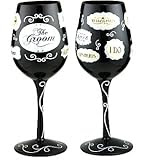 Bottom's Up 15-Ounce Groom with words Handpainted Wine Glass