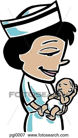 Download Stock Illustration of Nurse with baby pgi0007 - Search EPS ...