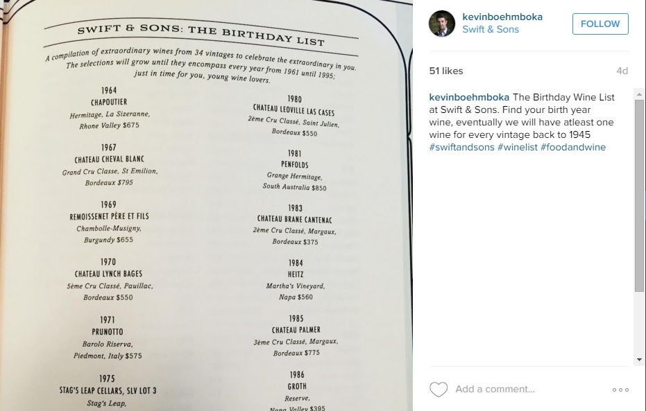 Steakhouse Swift And Sons Introduces Birthday Wine List The Chicagoist