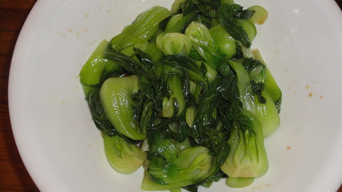 上海小白菜苗, pan-steamed, tossed with olive oil and soy sauce