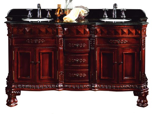 OVE Decors BuckinghamDBL-VB Double Vanity with Granite Countertop and Ceramic Double Basins, 60-1/5-Inch Wide, Dark Cherry On Sale