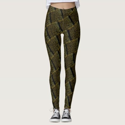 TWEED GREEN FOREST PATTERN by Slipperywindow Leggings