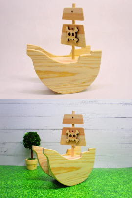 手作り木工工作キット 海賊船貯金箱 工作キット 国産 杉 簡単組み立て 夏休みの工作