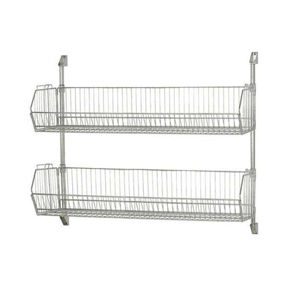 wire basket shelves wall