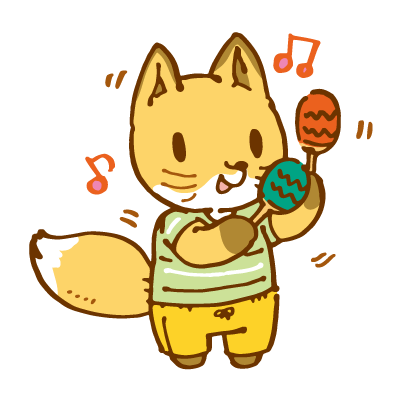 マラカスを鳴らすキツネのイラスト かわいいフリー素材が無料のイラストレイン