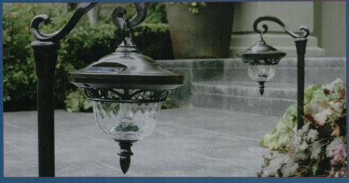 Solar Europen Style 2 Set Solar Landscape Path Lights, Durable Aluminum and Stainless Steel Construction, Recharges in Sun & Shade, Solar Lantern