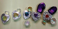 Dichroic glass & coloured CZ in PMC