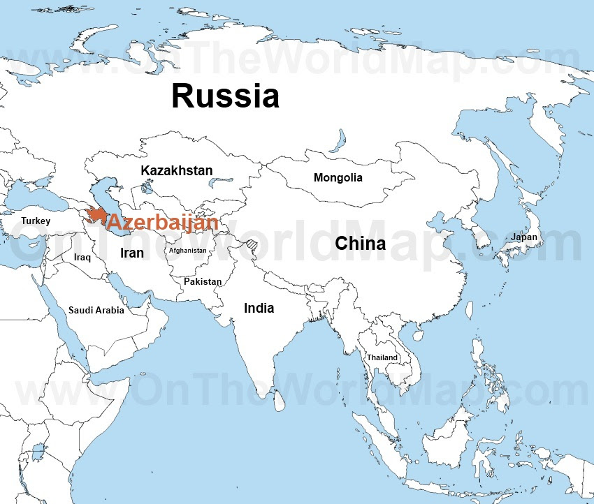 Azerbaijan on the World Map | Azerbaijan on the Asia Map