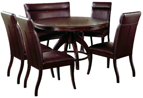 Hillsdale Nottingham Round Counter Height 6-Piece Dining Set with Counter Height Bench, Dark Espresso, Set Includes 1-Table, 1-Bench and 4 Stools