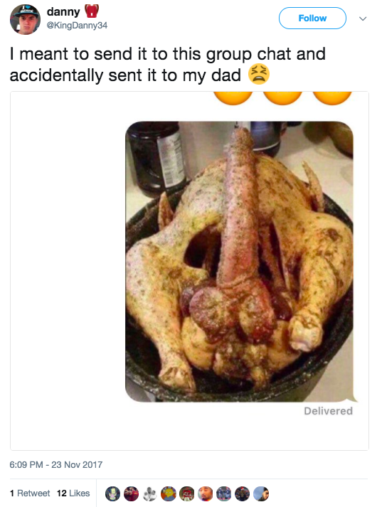 This guy sent this phallic turkey to his dad by accident: