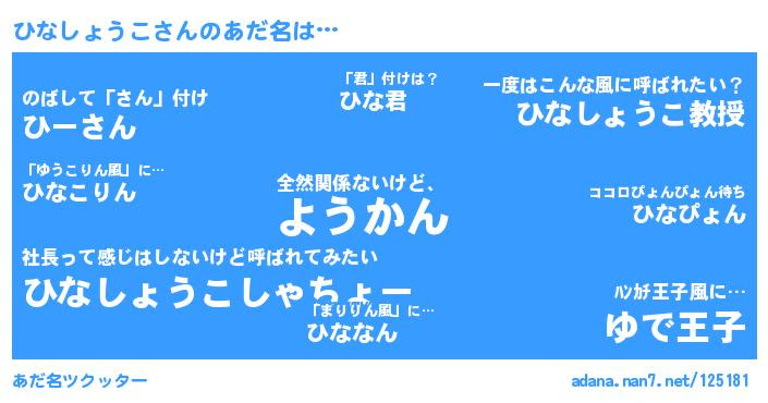 ひなしょうこさんがあだ名になると