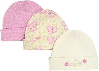 Gerber Baby-Girls Newborn 3 Pack Cutie Pie Cap