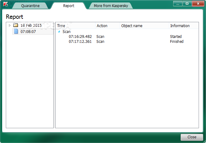 Kaspersky Virus Removal Tool screenshot 3 - Scan Settings window of Kaspersky Virus Removal Tool, where you can set the security level.