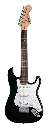 Squire Mini guitar”></div><h4>Specifications</h4><ul><li><strong>Body:</strong> Laminated Hardwood  <li><strong>Neck:</strong><ul><li>Maple, C-Shape,   <li>(Polyurethane Finish)   </ul><li><strong>Fingerboard:</strong> Rosewood, 9.5” Radius (241 mm)  <li><strong>No. of Frets:</strong> 20 Medium  <li><strong>Pickups:</strong><ul><li>3 Single-Coil Pickups  <li><strong>Controls:</strong> Master Volume, Master Tone  <li><strong>Pickup Switching:</strong><ul><li>5-Position Blade:   <li>Position 1. Bridge Pickup   <li>Position 2. Bridge and Middle Pickup   <li>Position 3. Middle Pickup   <li>Position 4. Middle and Neck Pickup   <li>Position 5. Neck Pickup   </ul><li><strong>Bridge:</strong> Hard-tail 6-Saddle Bridge  <li><strong>Machine Heads:</strong> Covered Tuners  <li><strong>Hardware:</strong> Chrome  <li><strong>Pickguard:</strong> 1-Ply White  <li><strong>Scale Length:</strong> 22.75” (575 mm)  <li><strong>Width at Nut:</strong> 1.61” (40.9 mm)  <li><strong>Unique Features:</strong> White Plastic Parts, Black Silkscreen Logo, Dot Position Inlays  <li><strong>Strings:</strong> Fender Super 250L, (.009 to .042) Nickel Plated Steel, P/N 073-0250-003    </ul></div>


List Price : <font style=