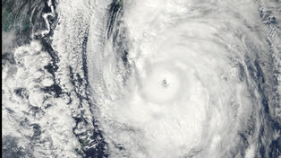 Satellite image of Typhoon Roke which hit Japan 