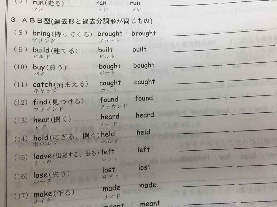 動詞の不規則変化動詞の覚え方 英語 町田英数学院 日々のできごと 町田 塾 学習塾