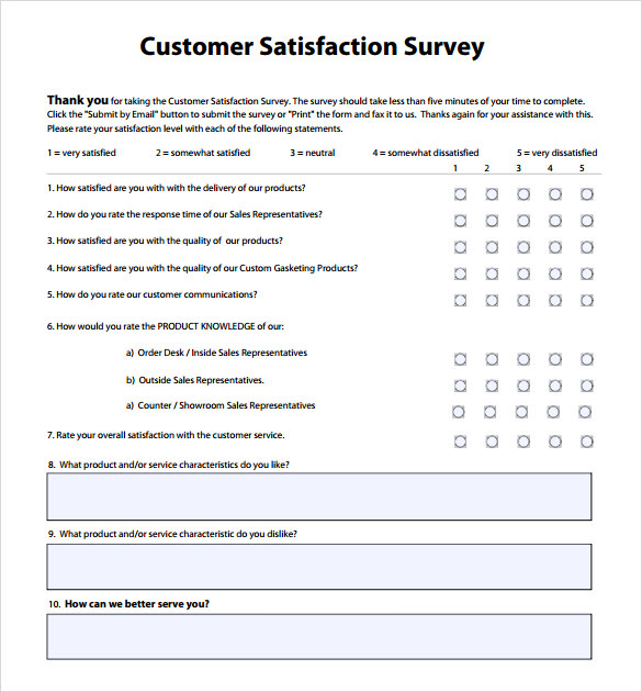 Customer Service Survey Template | BestSellerBookDB