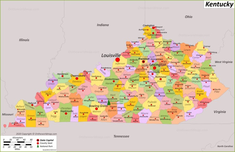 Kentucky On A Map Of Usa Kentucky State Maps | USA | Maps of Kentucky (KY)
