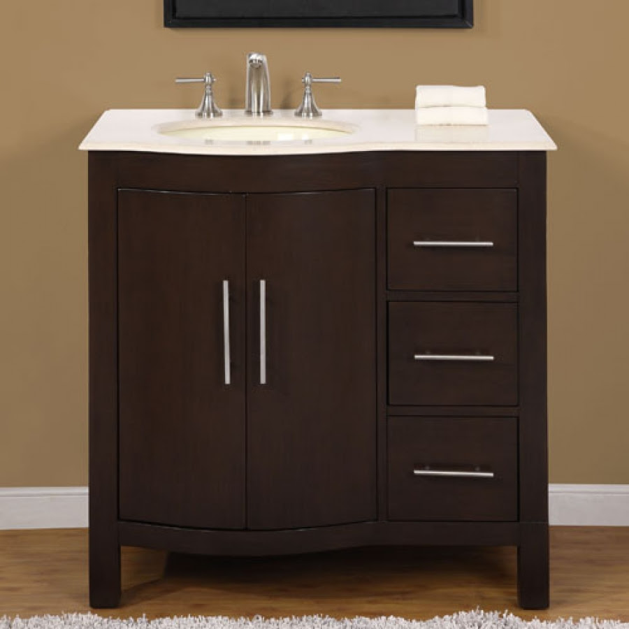 36 Inch Modern Single Bathroom Vanity with Cream Marfil