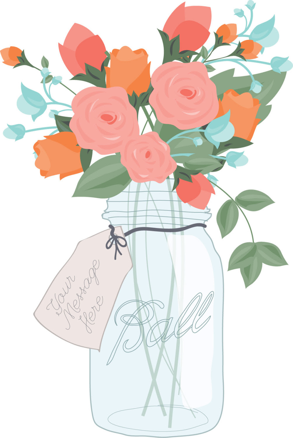 Mason Jar With Flowers Clip Art Clip Art Library